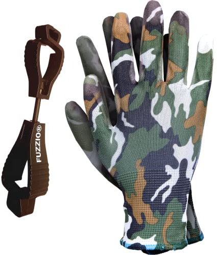 FUZZIO 24 Paar Ogrifox PU Camouflage Arbeitshandschuhe Handschuh-Klammer L-9