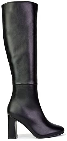 ESSEX GLAM Womens Knee High Boots Ladies Mid High Block Heel Formal Long Booties Shoes Size 3-8