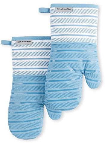 KitchenAid Albany Ofenhandschuh-Set, blauer Samt, 17,8 x 33 cm, 2 Stück