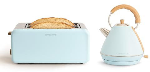 CREATE/PACK TOAST RETRO XL + KETTLE RETRO L/Tostadora de pan azul pastel con hervidor de agua azul pastel/Hervidor de 1,7 L