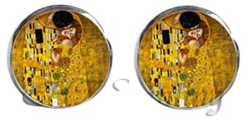 Klimts Mutter und Kind Ohrringe Der Kuss Ohrstecker Gustav Klimt Art Ohrstecker für Frau Sternbild, Glas, Glas