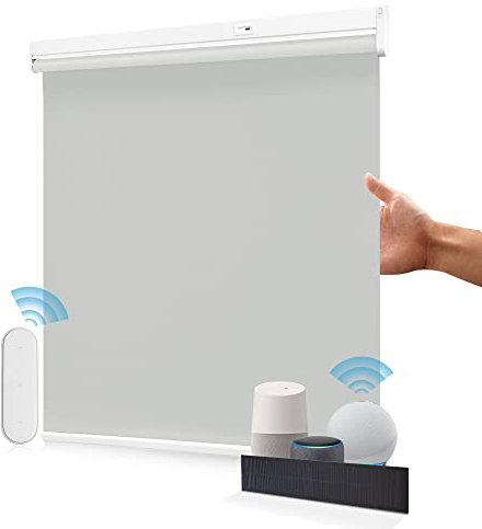 Allesin Wiederaufladbare Verdunklungsrollo ohne Bohren, B95 x H150 cm Grau, Elektrische Rollo Innen, 100% Verdunkelung Sonnenschutz Smart Rollo mit Fernbedienung Kompatibel Alexa