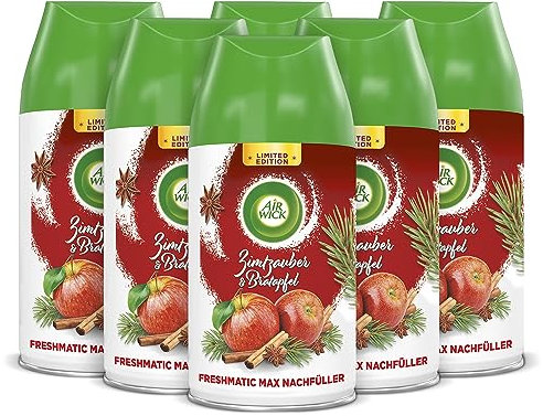 Air Wick Freshmatic Max Raumspray – Nachfüller für den Air Wick Freshmatic Max – Duft: Zimtzauber und Bratapfel – 6 x 250 ml Nachfüller