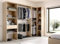 Dmora - Kleiderschrank Arera, Struktur für begehbaren Eckschrank, Offene Eckgarderobe, 248x79h187 cm, Eiche