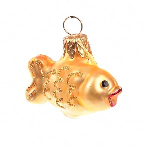 Christbaumschmuck Goldfisch Christbaumkugeln Figuren Tiere Weihnachtskuge Handbemalte, mundgeblasene Christbaumkugel aus Glas zum Verschenken Fisch