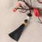 10 Stücke Mini Quasten,Handgemachte Seidige Quaste Schlüsselanhänger mit Perlen Lesezeichen Quaste Anhänger Kleinen Chinesischen Knoten für DIY Schmuck Ohrring Basteln Schlüsselanhänger -Schwarz