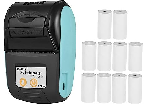 Sunydog Tragbarer Thermodrucker Pt-210, 58 mm, tragbarer Bondrucker für Einzelhandelsgeschäfte, Restaurants, Fabriken, Logistik, 10 Rollen Papier, kompatibel mit iOS und Android