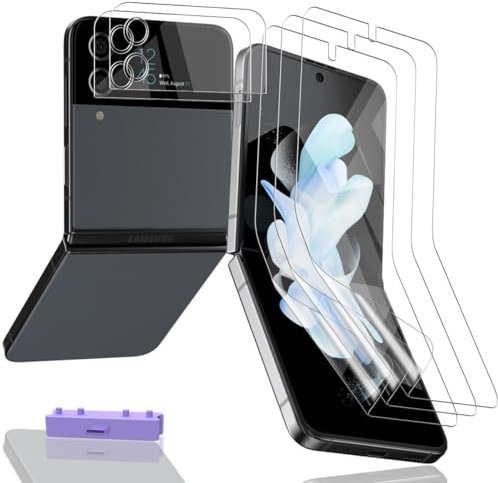 Zerrshoo Protector Pantalla para Samsung Galaxy Z Flip 3 Película de flexible 3 Piezas y Galaxy Z Flip 3 Cristal Templado Protector Pantalla de Cámara 2 Piezas, HD Trasparente para Z Flip 3 Protector
