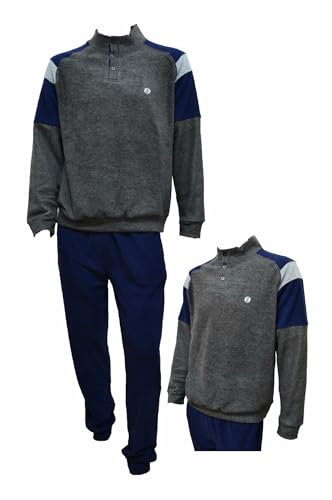 NOTTINGHAM Pigiama Uomo in Pile - Pigiama Uomo Invernale - Pigiama Uomo Top Termico Caldo Molto Morbido - Pigiama Uomo Micropile Pile Polare (41861 Grigio, M)