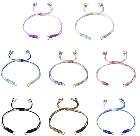 Craftdady 8Pcs Adjustable Stain Nylon Cord Bracelets Unfinished Braided Bracelet with Open Jump Rings for Wrist Anklet Jewelry Making