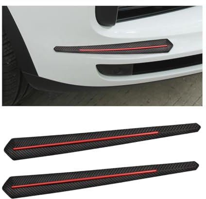JNNJ 2 Stück Universal-Stoßstangen-Streifen, Auto-Stoßstangenschutzleisten Allgemein Kohlefaser, Auto Ecke Stoßstange Protector Anti-Scratch Strips Aufkleber(Rot)