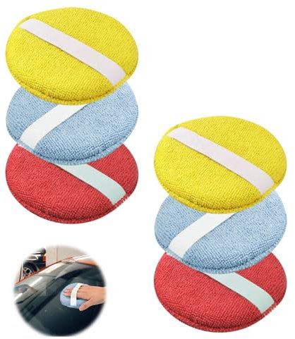 XoeLLe 6 Pezzi Spugne in Microfibra, Applicatore in Spugna, Blocco di Spugna per Lucidatura Auto, Tamponi Applicatori Cera Auto, per la Lucidatura Dell'auto, Lucidatrice, Cura Della Vernice