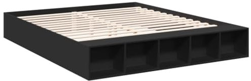 vidaXL Bettgestell, Bett mit Stauraum für Schlafzimmer, Bettrahmen mit Lattenrost, Schlafzimmerbett Doppelbett, Schwarz 180x200cm Holzwerkstoff