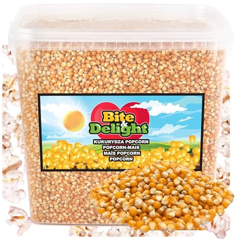Bite & Delight Popcorn Mais - Kinopopcorn für Popcornmaschine - Popcornloop - Natürlich Knuspriger Genuss - Butterfly Popcorn Mais - der Klassiker des Popcorn Mais - Ohne Zusätze - 10000 ml - 8kg
