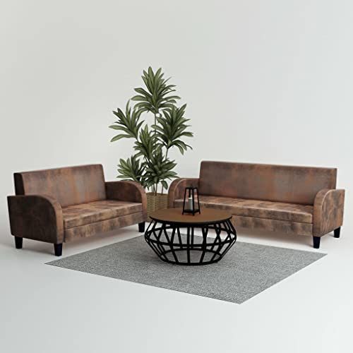 CINDERFUL Sofa-Set 2-TLG. Kunstleder in Wildleder-Optik Braun,Stilvolle Couchgarnitur aus Kunstleder in Wildlederoptik für EIN gemütliches Wohnvergnügen Möbel, Wohnzimmer