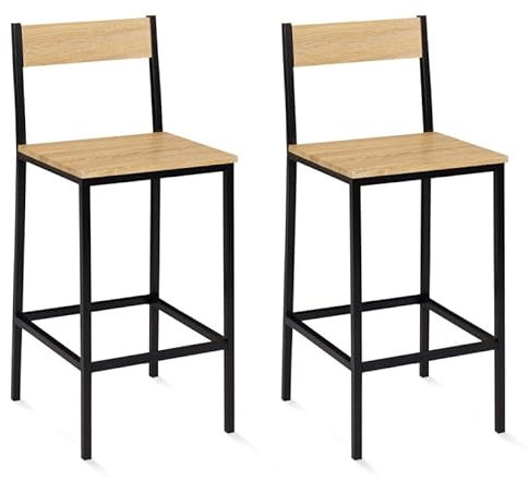 IDMarket – Juego de 2 taburetes de bar Detroit con respaldo de silla de cocina, diseño industrial