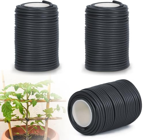 efuturetime 3 x Filo per Legare Piante 20m x 3.5mm Flessibili Filo Giardinaggio per la Formazione e Il Sostegno delle Piante, Nero