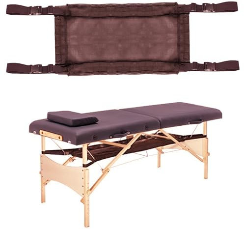HOINCO Massage Porta Regal Hängematte, Massage Tisch Zubehör Extra große unter Schreibtisch Lagerung Mesh-Tasche für Kissen, Laken、Bolster und Zubehör, schafft mehr Platz unter Ihrem Tisch (Braun)