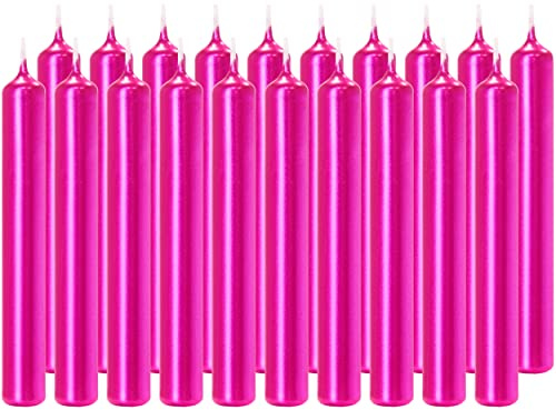 BRUBAKER 100er Pack Geburtstagskerzen Pink 9,5 cm | Kleine Spitzkerzen für Geburtstag, Magie, Rituale, Partydekoration - Dekokerzen mit 1,25 cm Durchmesser - Stabkerzen