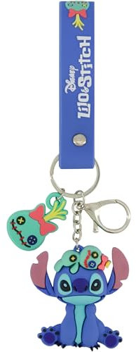 Disney Stitch Porte-clés Scrump Charm Wristlet avec anneau clé, bleu, point grumeleux, standard, taille unique, Scrump Stitch, taille unique