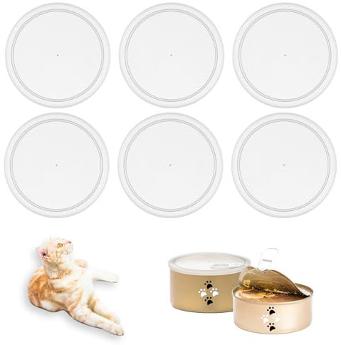 TIESOME 6 Stück Deckel für Dosen, 75mm Kunststoff Dosendeckel, Waschbar Dosenverschluss für 800g Dosen, Transparent Dosendeckel für Katzenfutter, Hundefutter, Lebensmittelaufbewahrung(75mm)