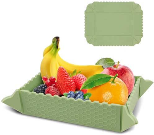 Rumsfel Folding Bowl, Camping Folding Plate, Collapsible Fruit Bowl for Camping, Hiking, Snacks, Salad, Microwave, Freezer and Dishwasher Safe