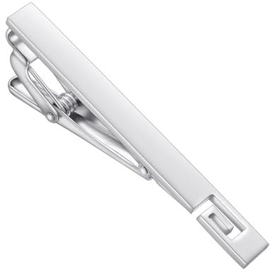 RunootPR Pince à cravate pour homme, argentée, noire, pour le bureau, le mariage, le marié, avec boîte cadeau, 2.36, Cuivre, Pas de gemme