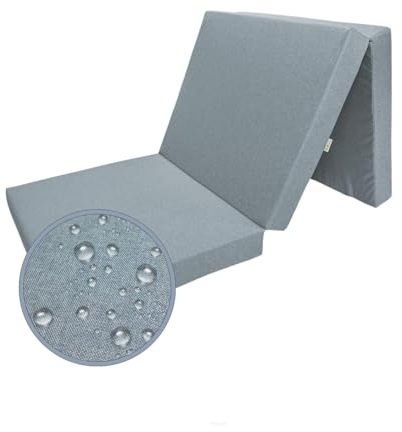 FORTISLINE Klappmatratze 195x80x9 cm - 3-teilige Faltmatratze als Gästematratze, Campingmatratze und Wohnwagenmatratze, wasserabweisender Outdoor-Bezug, Abnehmbarer Bezug, Oeko-TEX Standard 100