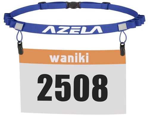 Waniki Triathlon Startnummernband Laufgurt mit Nummernhalter & 8 Gel Schlaufengürtel Einstellbar Running Belt Laufgürtel für Joggen Radfahren Marathons (Ohne Tasche)