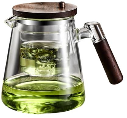 Tea Pot with Infusers, Magic Glass Teapot with Wooden Handle, Press Control Glass Teapot, 750ml Water Separation with Wooden Handle, Magiical with Infuser