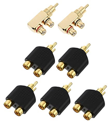 NUOBESTY 7pcs Male to Female Right Angle Splitter Adapter Set Audio Plug for Subwoofer Connections Excellent Signal Transmission Durable Construction
