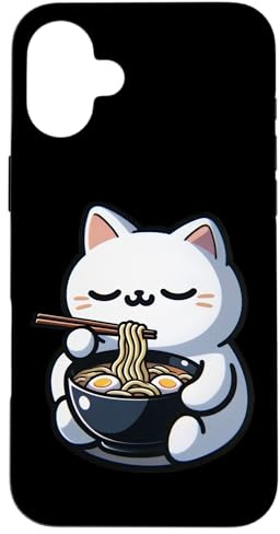 Cat Eating Ramen Noodles Kawaii Anime Japanese Cute Neko Case for iPhone 16 Plus