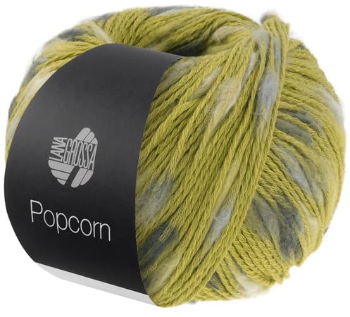 LANA GROSSA Popcorn | Effektnetzgarn gefüllt mit bunten, flauschigen Farbspots | Handstrickgarn aus 100% Baumwolle | 50g Wolle, Stricken & Häkeln | 125m Garn FB 14