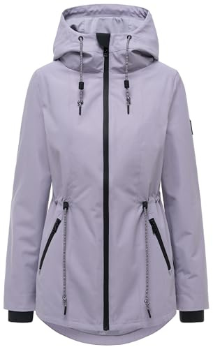 Navahoo Damen leichte wasserdichte Übergangsjacke kurze Jacke mit wasserdichtem Verschluss, Taillenzugkordel und verstellbarer Kapuze Blumentanz 14 S-3XL