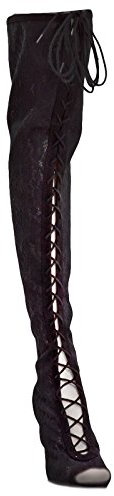 Toocool - Stivali Donna Alti Pizzo cuissardes Lacci Stringati Tacchi Scarpe Nuovi C2003 [37,Nero]