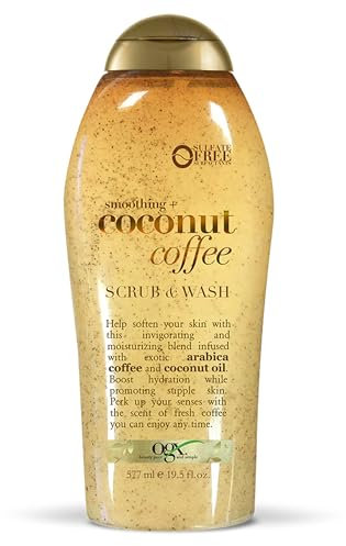 OGX Coffee Scrub and Wash, Coconut 19.5 Fl Oz