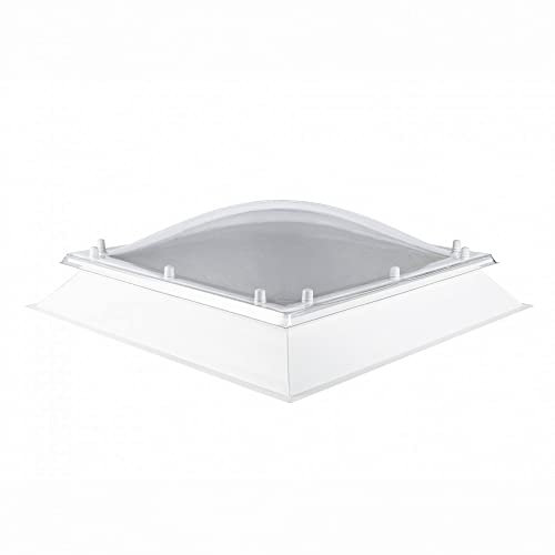 Coxdome Fixed Skylight Window -Double Glazed Polycarbonate Dome Rooflight for Flat Roof. Non-Opening Roof Light, for Home Extension or Office Room-Natural Sun Lighting Solution (900x900mm, Diffused)