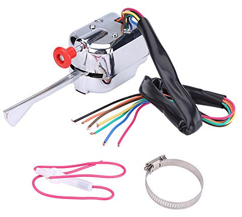 Blinkerschalter 12V Universal Anti-Streik Verschleißfest Auto Lenkstockschalter Blinker Hot Rod Chromsäule Metall Hebel Schalter Silber