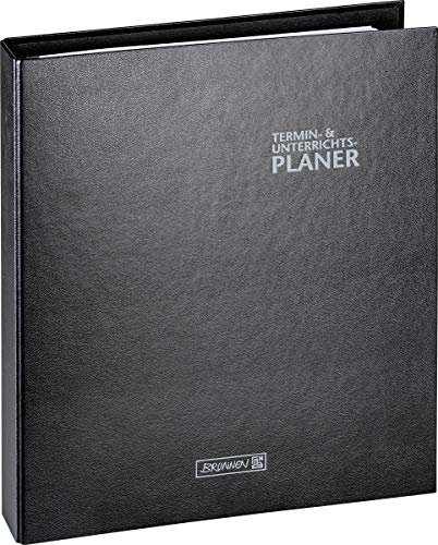 BRUNNEN 1075765901 Ringbuch-Kalender mit Einlage/Lehrerkalender, Termin- & Unterrichtsplaner 2020/2021, 2 Seiten = 1 Woche , Überformat A4: ca. 28 x 31,5 cm , Baladek-Einband , schwarz