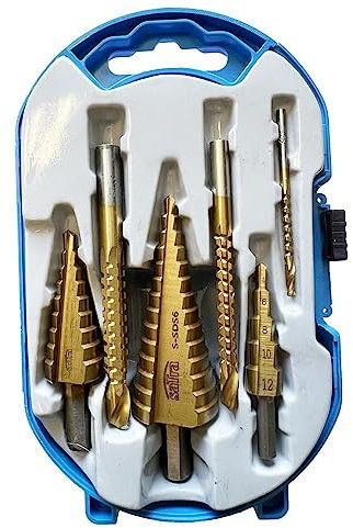 Juego de brocas escalonadas (6 piezas, titanio, HSS-TIN)