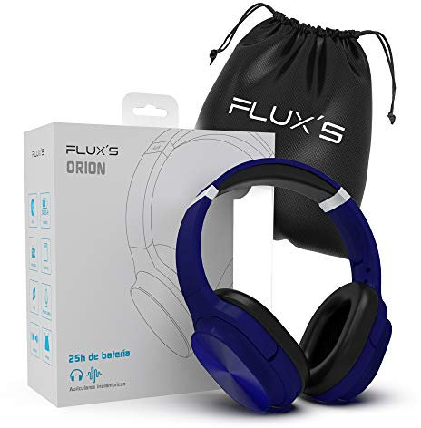Auriculares Inalámbricos de Diadema Flux’S, Cascos Bluetooth 5.0, HiFi, Plegables, Micrófono Incorporado, Micro SD MP3 y Radio FM, para iPhone/Android/Samsung/Tablet/TV (Azul)