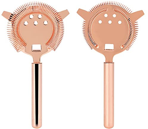 Stainless Steel Cocktail Strainer Professional Hawthorne Cocktail Strainer Filter with Wire Spring Straining Lid for Home Bar Club Party (Rose Gold)