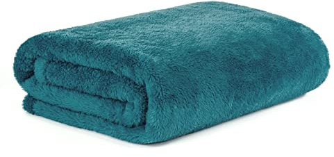 HOMLA Rote Fleecedecke Flauschig und Warm - für Couch Sofa und Bett Kuscheldecke Sofadecke Wohndecke - Pflegeleicht 150 x 200 cm Türkis