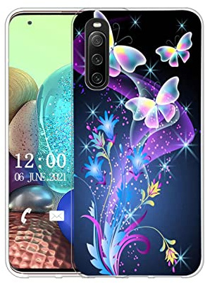 Sunrive Hülle Kompatibel mit Sony Xperia 10 IV 5G Silikon, Transparent Handyhülle Schutzhülle Etui Case (Q Schmetterling 2)+Gratis Universal Eingabestift MEHRWEG