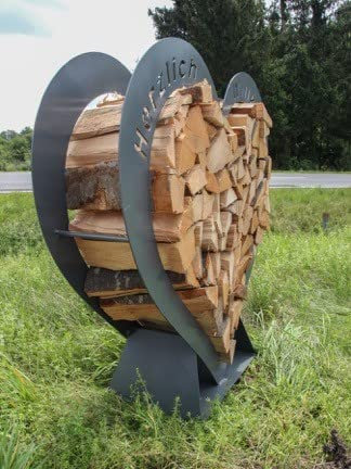 Generisch Deko Holzaufbewahrung Regal Herz Design Kaminholz (anthrazit)