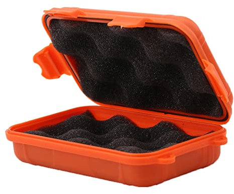Boîte de Rangement étanche Antichoc Extérieure, 13 x 8 x 4cm Orange Mini Boîte Antichoc de Stockage étanche Universelle Scellée, Boîte de Protection Survie en Plein Air pour Pêche Camping Randonnée