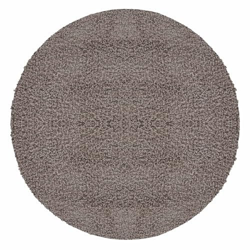 Tappeto pelo lungo, colore beige, unicolor-monocroma, 15518, tappeto rotondo, Tappeto soggiorno, 80 cm Rotondo