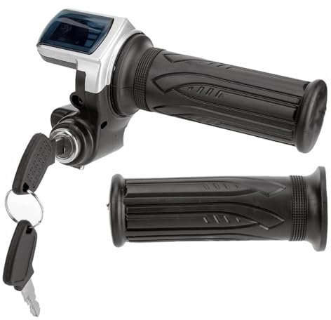 Electric Scooter Throttle, 36V LCD Display Bike Accelerator Throttle Handle with Key Lock, with LED Power Indicator, Waterproof Digital Display Ebike Thumb Twist Throttle Grip