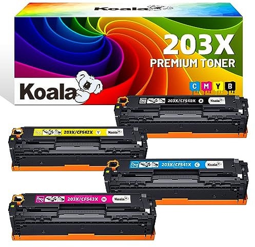 Koala Kompatibel Tonerkartusche als Ersatz HP 203X 203A CF540X CF541X CF542X CF543X CF540A für Color Laserjet Pro MFP M281fdw M281fdn M280nw M281cdw M254dw M254nw M254dn - Schwarz Cyan Gelb Magenta