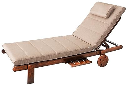 PillowPrim Gartenmöbel Matratze, für Liege, Sonnenliegen, Balkon, Outdoor, Liegenauflage, Polster, Sofa, Sitzkissen, Beige, 204x60 cm